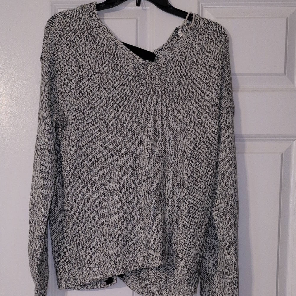Harper Black and White V-Neck Sweater